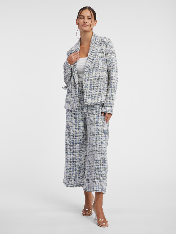 Orsay ORSAY kék és krémszínű női tweed két soros kabát