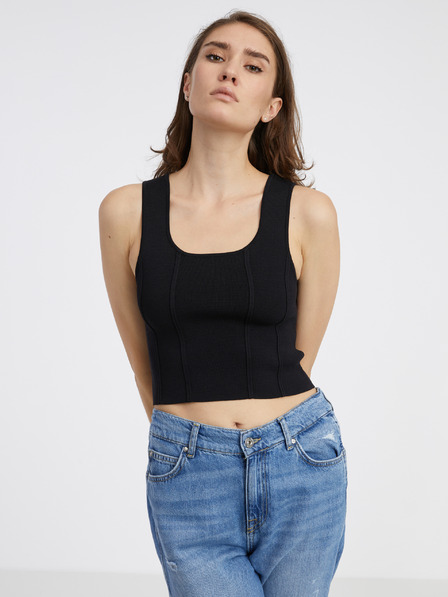 Noisy May Fekete női gyapjúkeverékből készült kötött crop top Noisy May Haisley