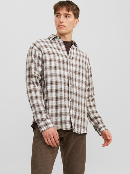 Jack & Jones Fehér és barna Jack & Jones Gracia férfi kockás ing