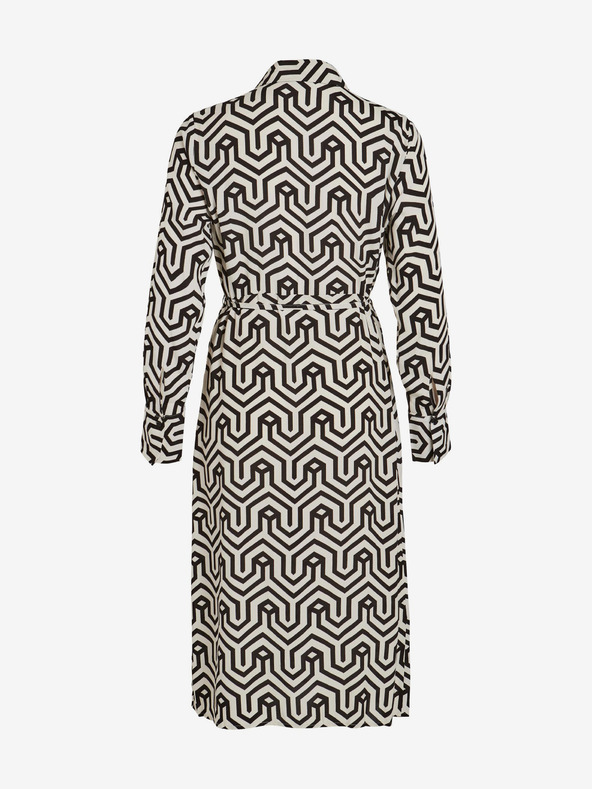 Vila Krémszínű és fekete női mintás pólóruha VILA Daca