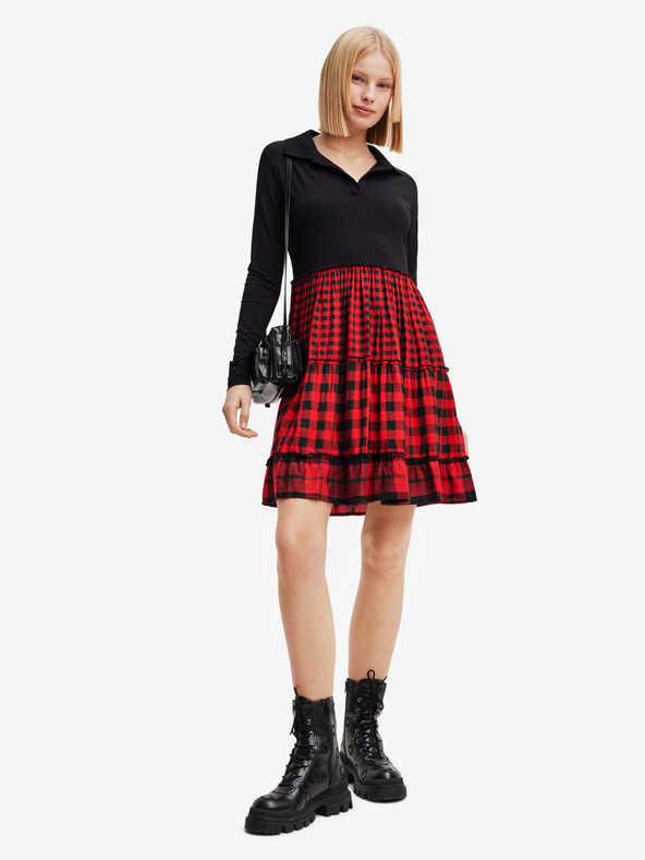 Desigual Piros-fekete női kockás ruha Desigual Harryst