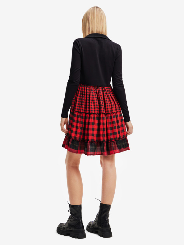 Desigual Piros-fekete női kockás ruha Desigual Harryst