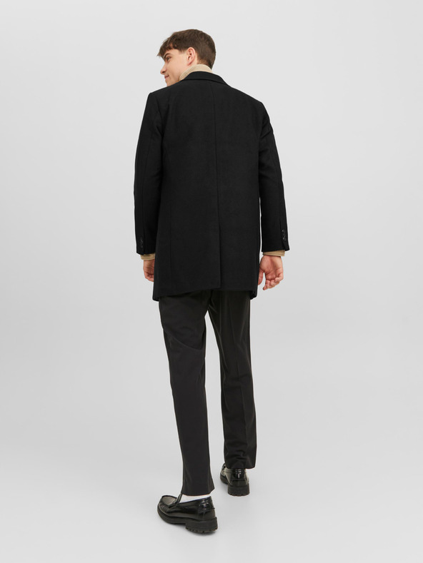 Jack & Jones Fekete férfi Jack & Jones Morrison gyapjúkeverék kabát
