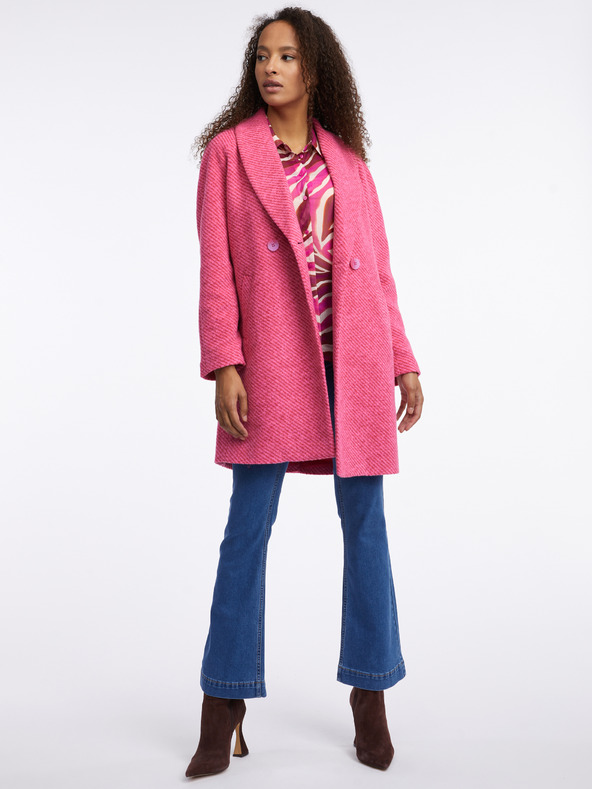 Orsay ORSAY sötét rózsaszín női gyapjúkeverék kabát