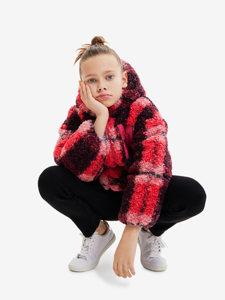 Desigual Desigual Blake rózsaszín lány téli kockás kabát