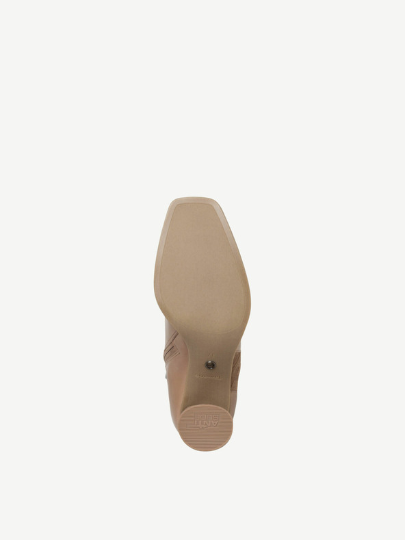 Tamaris Világosbarna bőr magas sarkú bokacsizma Tamaris