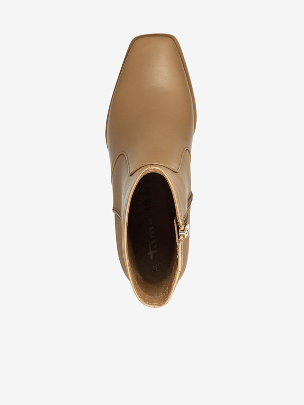 Tamaris Világosbarna bőr sarkú bokacsizma Tamaris