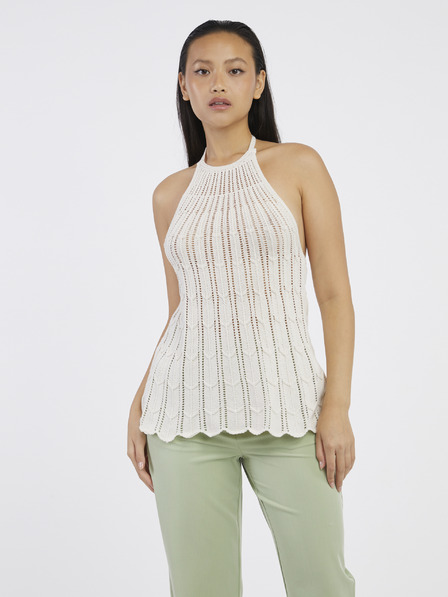 ONLY Krémszínű női mintás kötött tank top ONLY Freja Freja