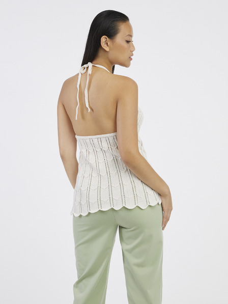 ONLY Krémszínű női mintás kötött tank top ONLY Freja Freja
