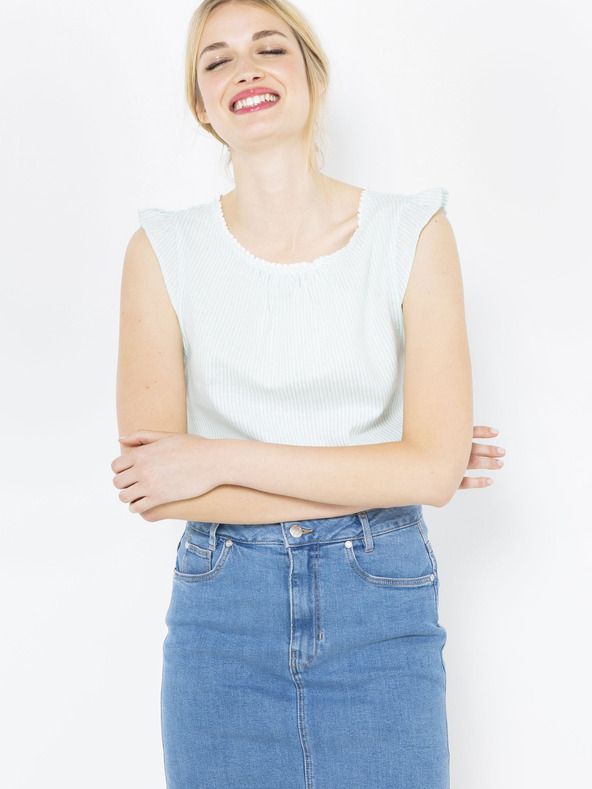 CAMAIEU Világoszöld vászonblúz CAMAIEU