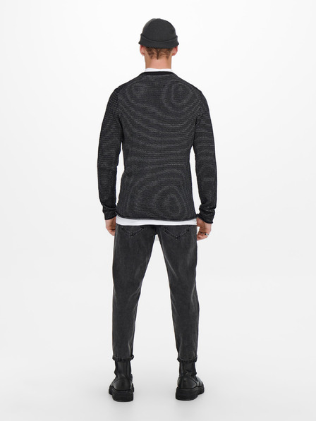 ONLY & SONS Sötétkék bordás pulóver ONLY & SONS Niguel