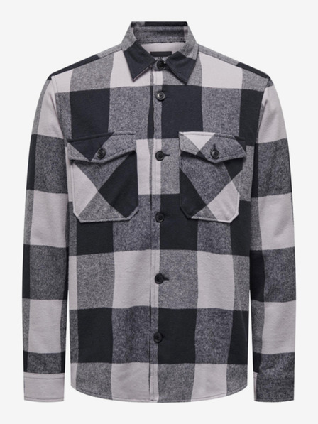 ONLY & SONS ONLY & SONS Milo kék/szürke férfi flanel kockás ing