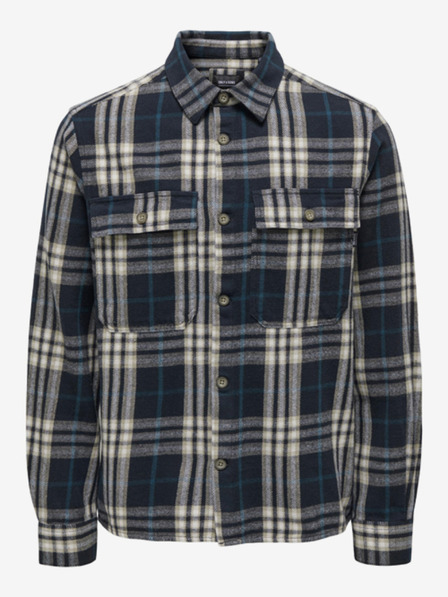 ONLY & SONS Bézs és kék férfi ONLY & SONS Scott kockás flanel ing