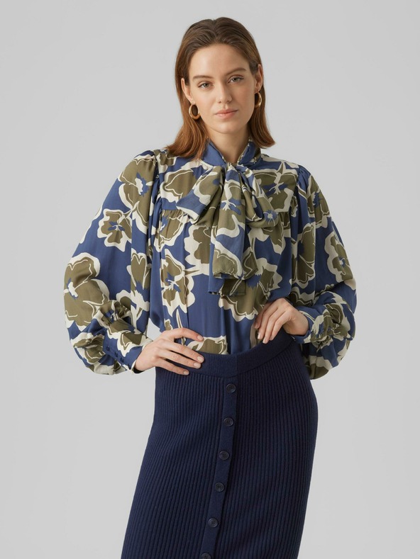 AWARE by VERO MODA Női zöld és kék virágos blúz AWARE by VERO MODA Grayce