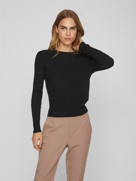 Vila Fekete női bordázott pulóver VILA Comfy