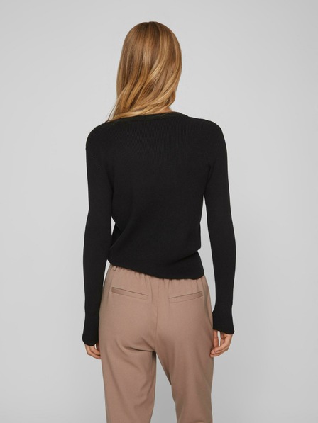 Vila Fekete női bordázott pulóver VILA Comfy