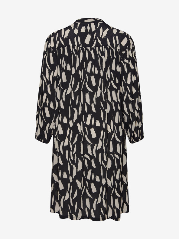 Fransa Krémszínű és fekete mintás ingruha háromnegyedes ujjakkal Fransa