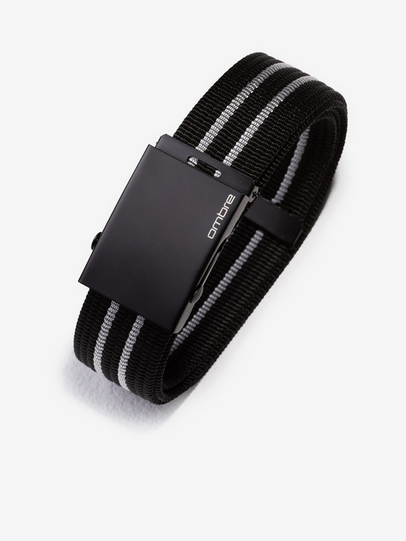 Ombre Clothing Szürke és fekete csíkos férfi öv Ombre Clothing