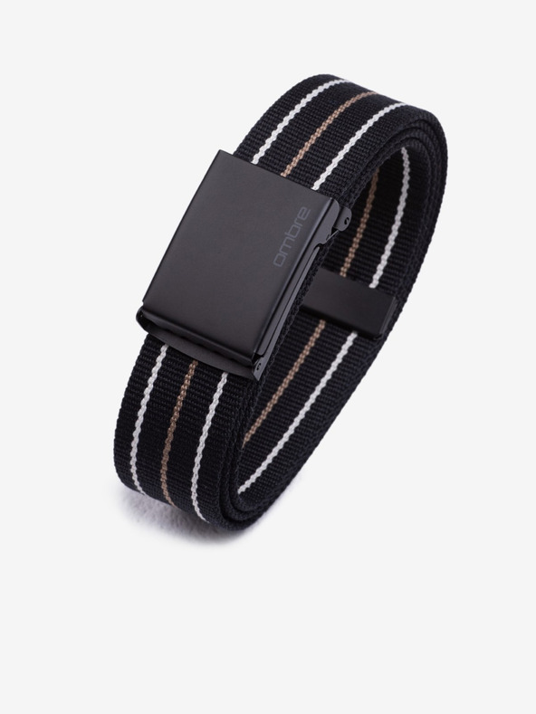 Ombre Clothing Fekete férfi csíkos öv Ombre Ruházat