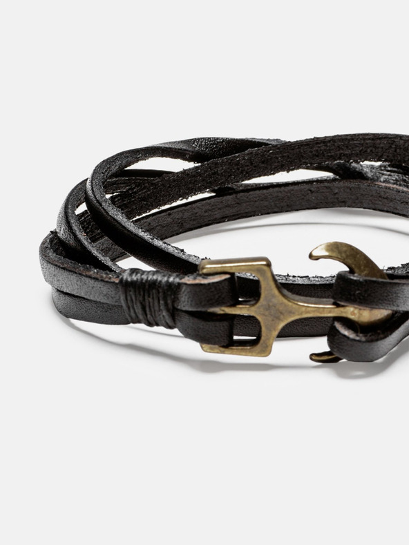 Ombre Clothing Fekete férfi bőr karkötő Ombre ruházat