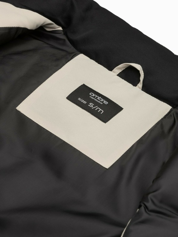 Ombre Clothing Fekete és bézs férfi steppelt mellény Ombre Ruházat