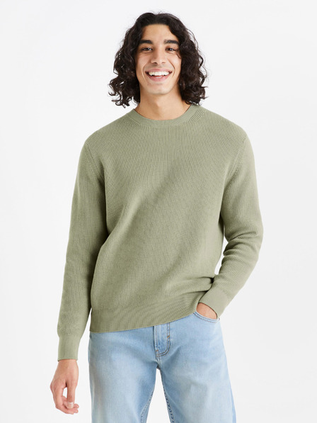Celio Világoszöld férfi bordás pulóver Celio Dexter