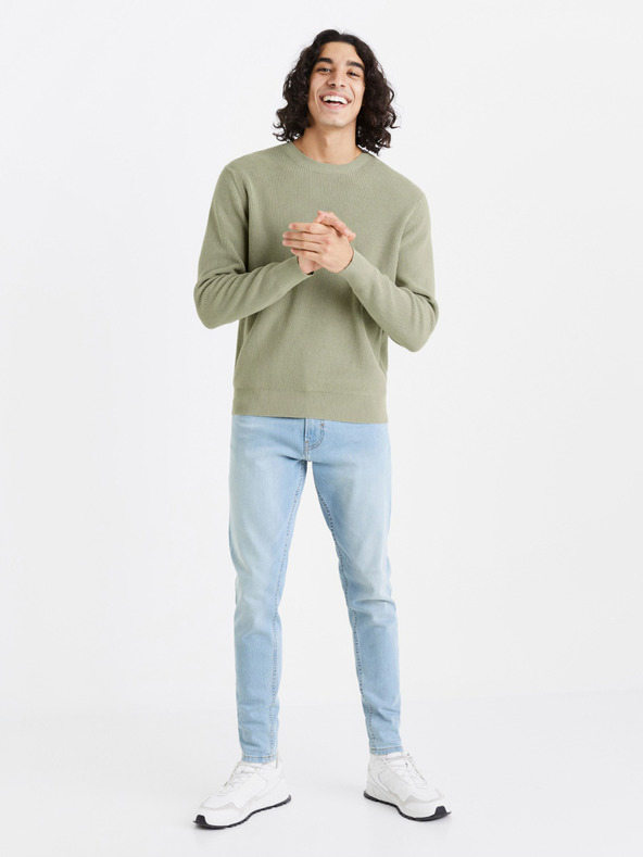 Celio Világoszöld férfi bordás pulóver Celio Dexter