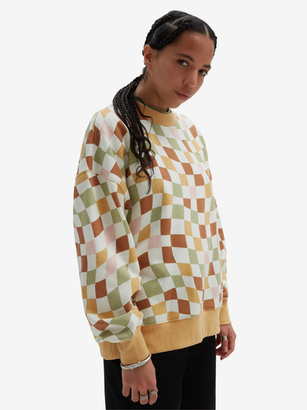 Vans Fehér és sárga női kockás VANS Club Slouchy pulcsi