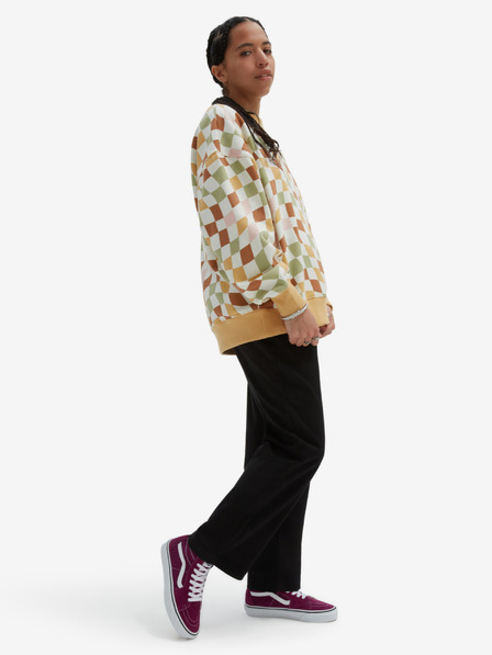 Vans Fehér és sárga női kockás VANS Club Slouchy pulcsi