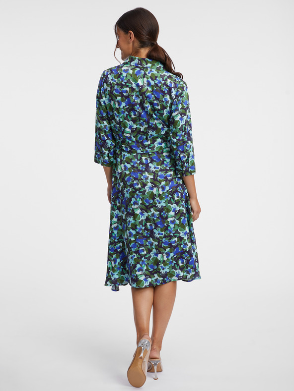 Orsay Zöld-kék virágmintás ing fazonú ruha ORSAY