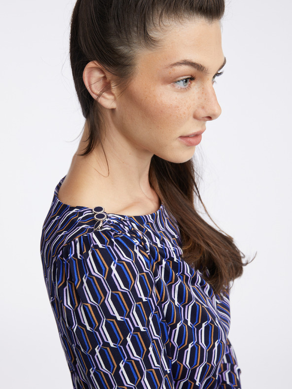 Orsay ORSAY sötétkék női mintás bundás ruha