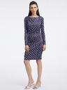 Orsay ORSAY sötétkék női mintás bundás ruha
