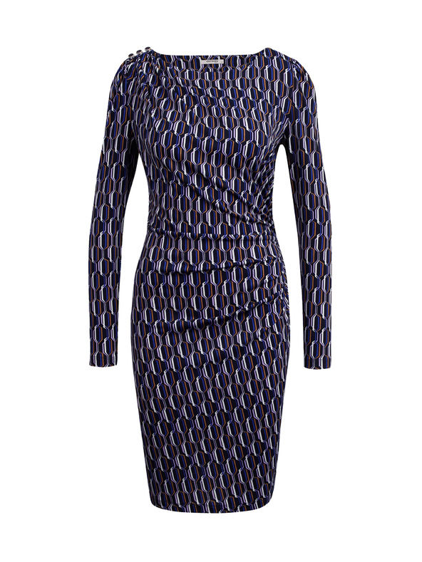 Orsay ORSAY sötétkék női mintás bundás ruha