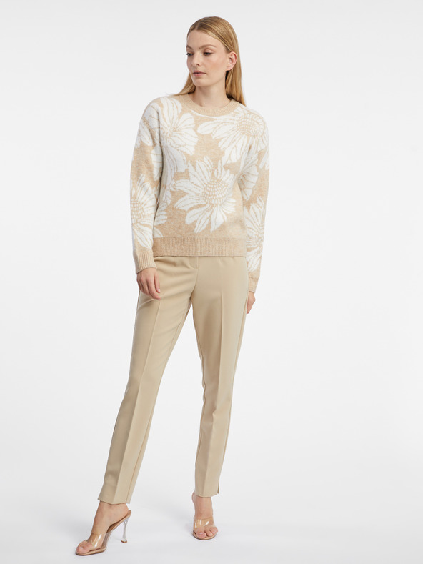Orsay ORSAY fehér és bézs női virágos pulóver