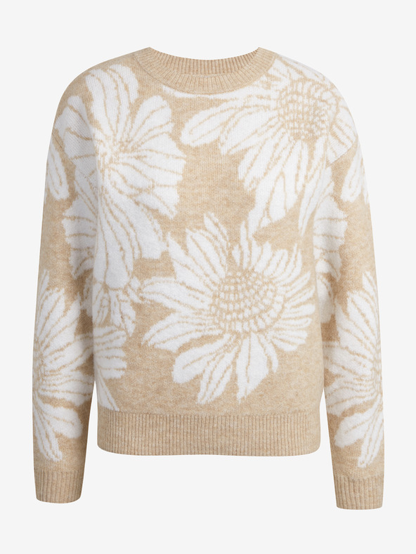 Orsay ORSAY fehér és bézs női virágos pulóver