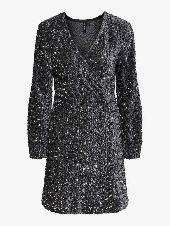 Pieces Szürke női flitteres ruha Pieces Kam Kam