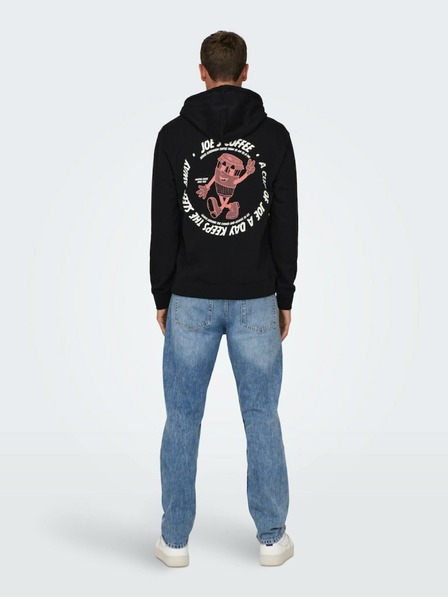 ONLY & SONS Fekete férfi kapucnis pulóver ONLY & SONS Bryce