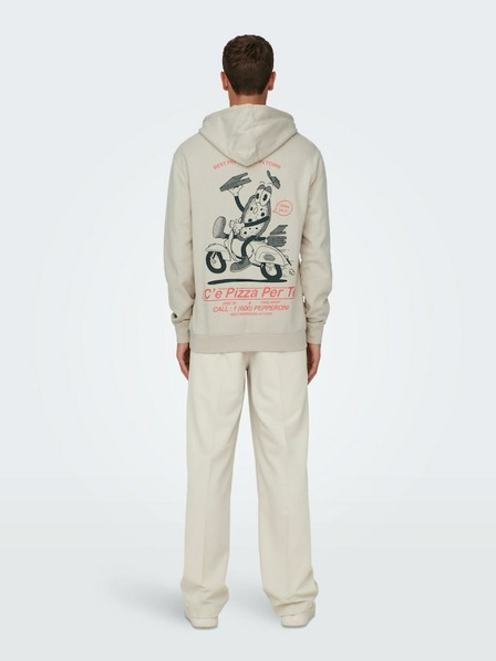 ONLY & SONS Bézs férfi kapucnis pulóver ONLY & SONS Bryce
