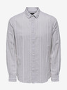 ONLY & SONS Világosszürke férfi csíkos, lenvászon keverék ing ONLY & SONS Caiden