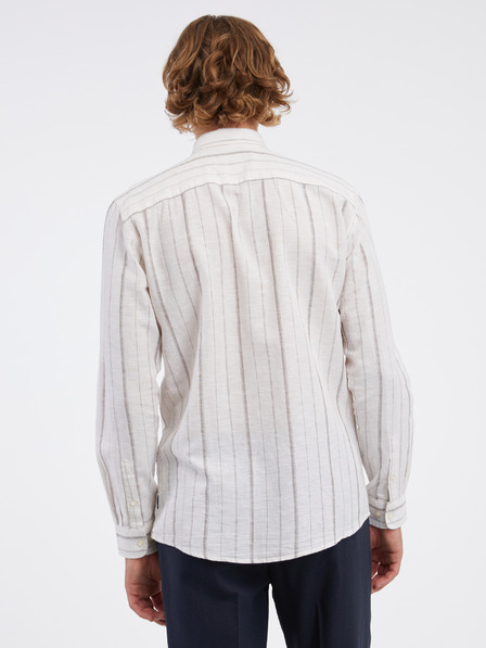 ONLY & SONS Krémszínű férfi csíkos lenvászon ing ONLY & SONS Caiden