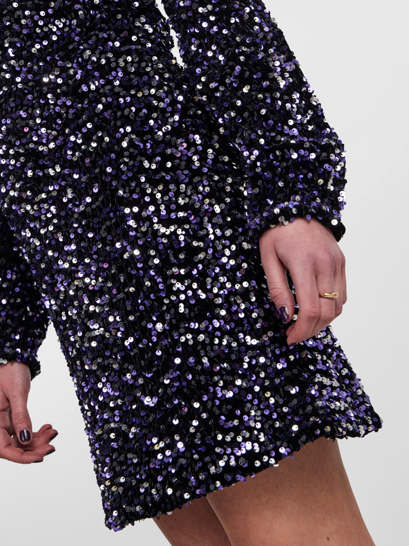 Pieces Fekete női flitteres ruha Pieces Kam