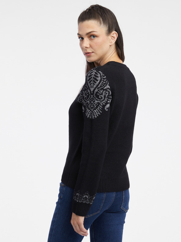 Orsay ORSAY fekete női mintás pulóver