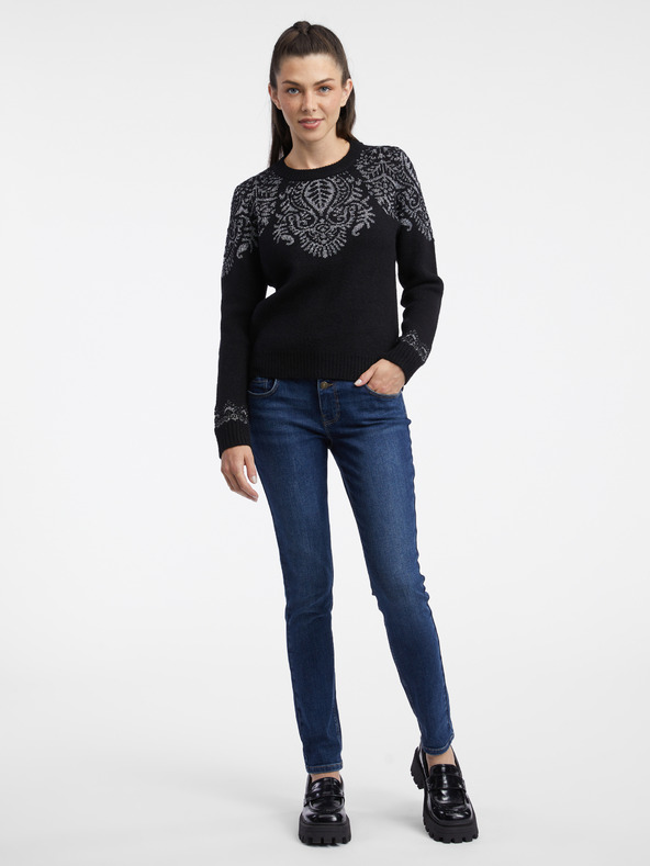 Orsay ORSAY fekete női mintás pulóver