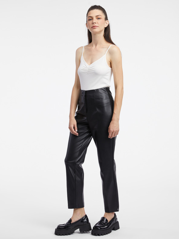 Orsay ORSAY fekete műbőr női nadrág