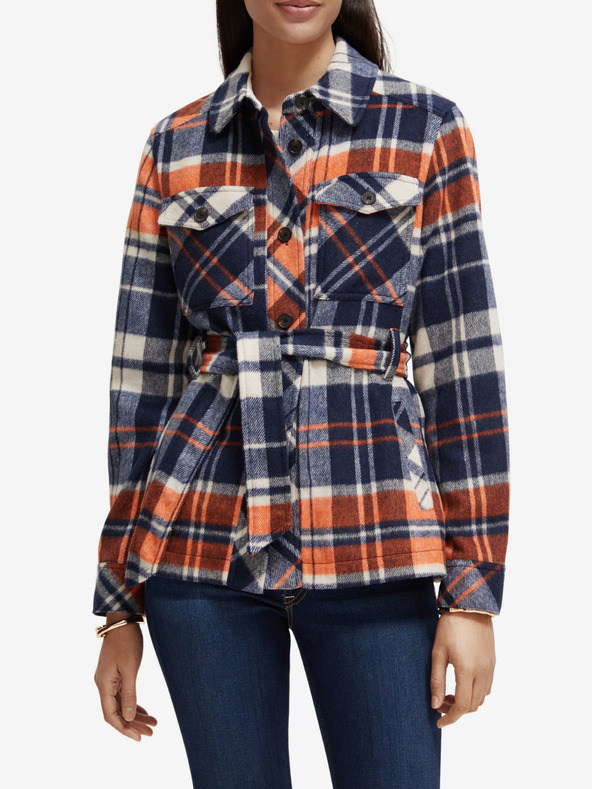 Scotch & Soda Kék női könnyű női rövid kabát gyapjúkeverékkel Scotch & Soda