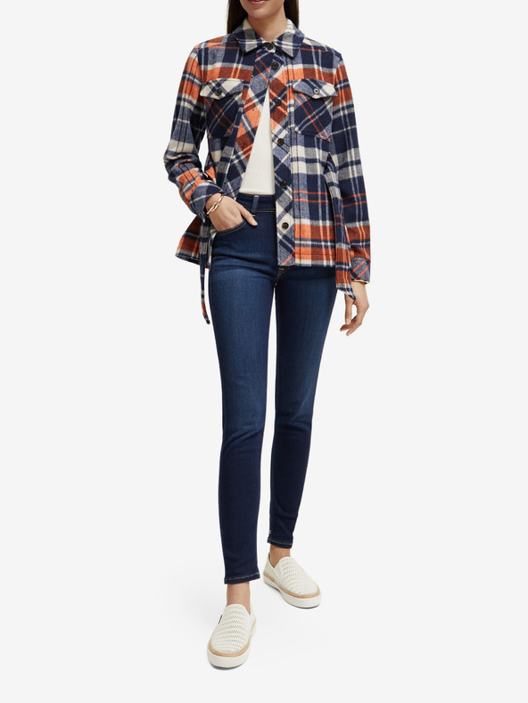 Scotch & Soda Kék női könnyű női rövid kabát gyapjúkeverékkel Scotch & Soda