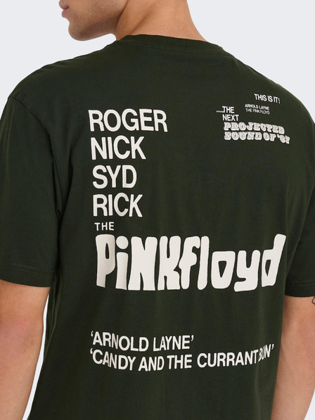 ONLY & SONS Sötétzöld férfi rövid ujjú póló ONLY & SONS Pink Floyd