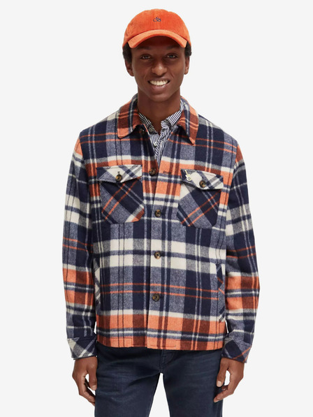 Scotch & Soda Kék férfi ing könnyű kabát Scotch & Soda gyapjúkeverékkel