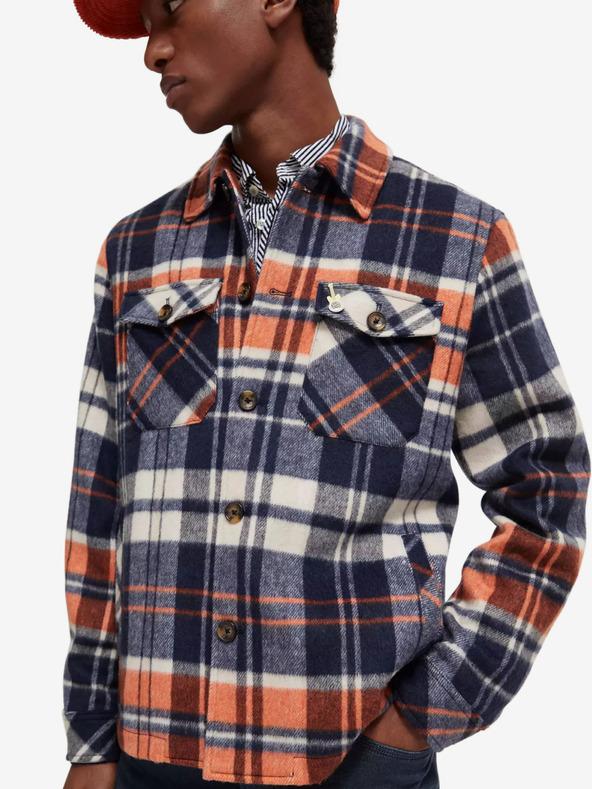 Scotch & Soda Kék férfi ing könnyű kabát Scotch & Soda gyapjúkeverékkel