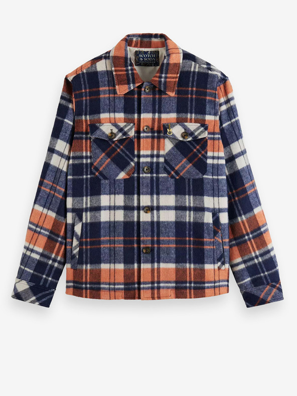 Scotch & Soda Kék férfi ing könnyű kabát Scotch & Soda gyapjúkeverékkel